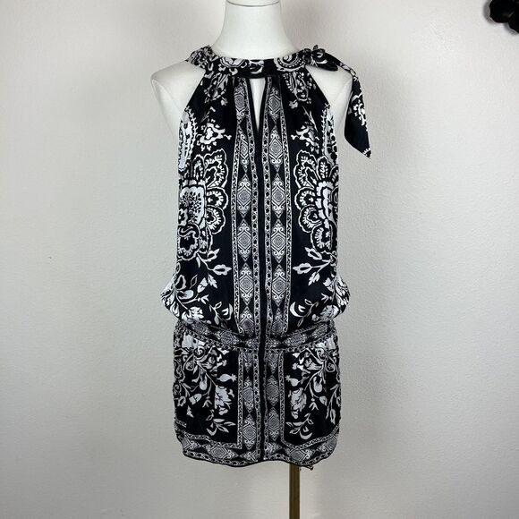 White House Black Market Tops - White House Black Market Top Womens Medium Black Silk Floral Boho Whimsigoth